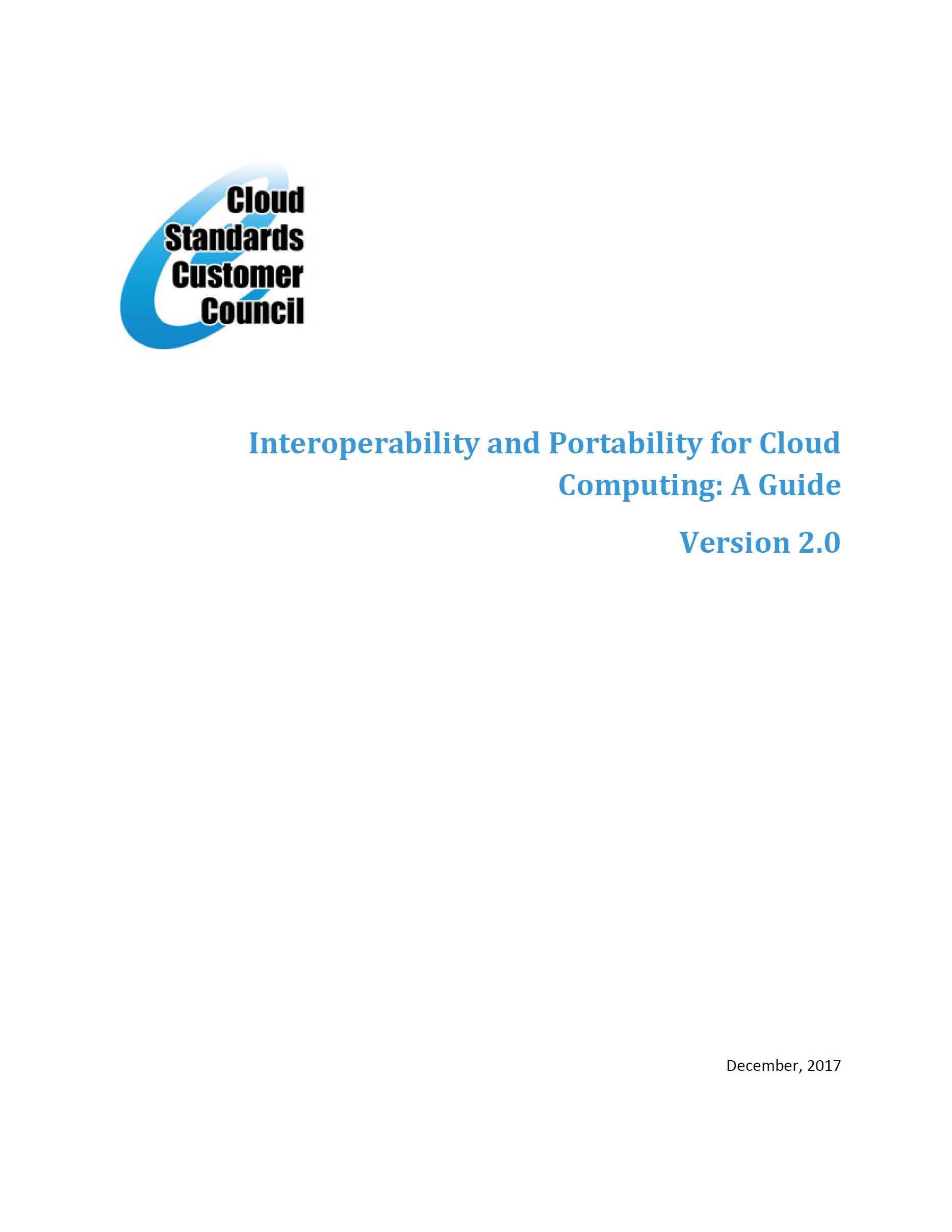 Interoperability and Portability for Cloud Computing: A Guide – CSCC, 2017