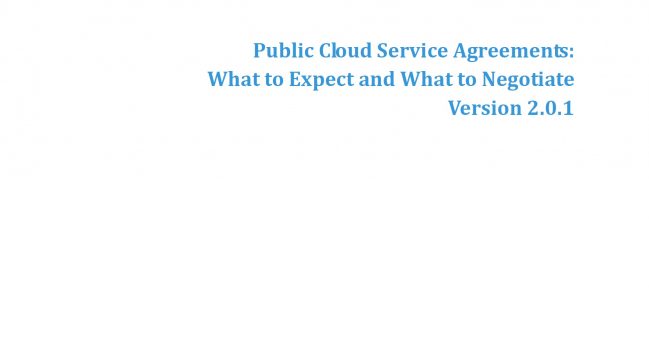 Public Cloud Service Agreements: What to Expect and What to Negotiate – CSCC, 2016