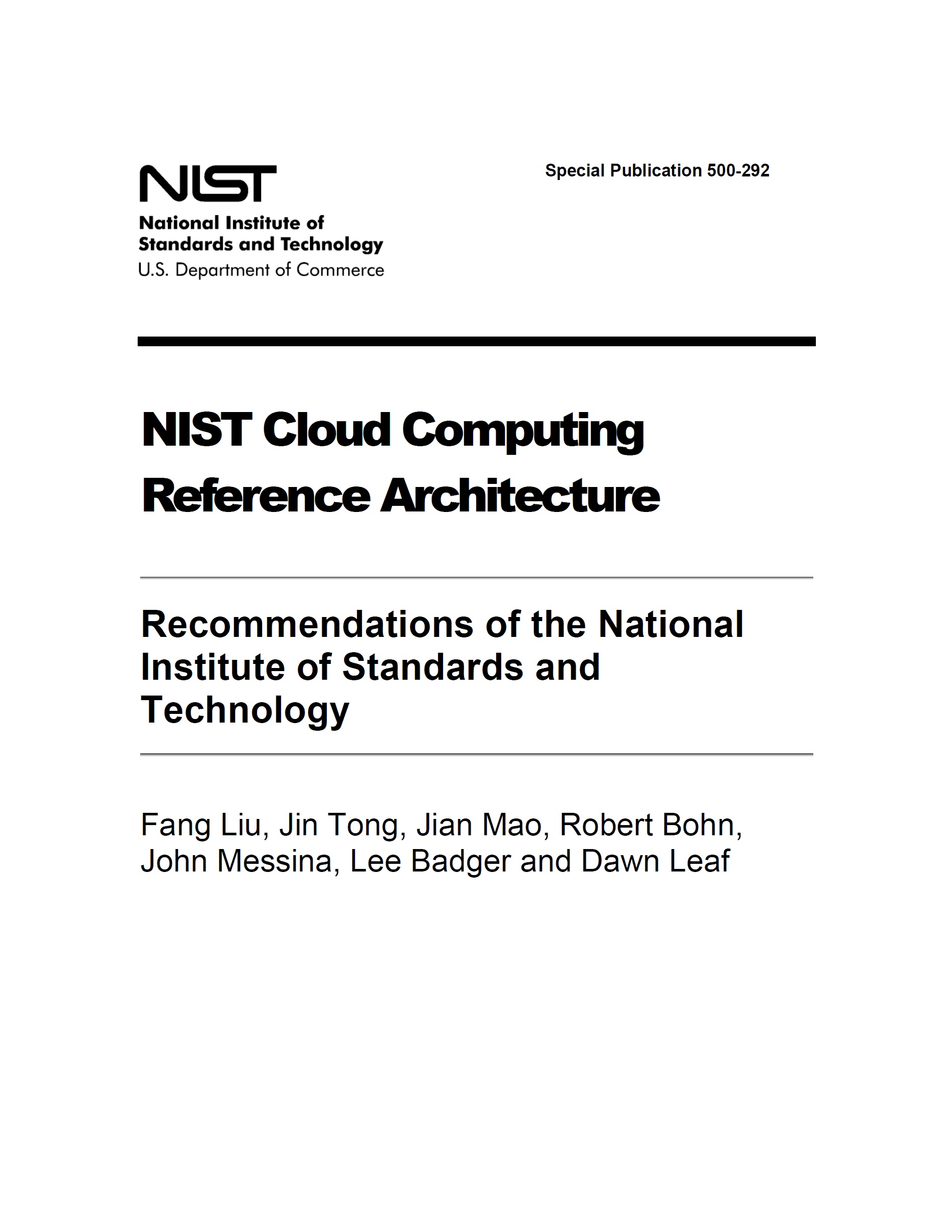 Cloud Computing Reference Architecture – NIST